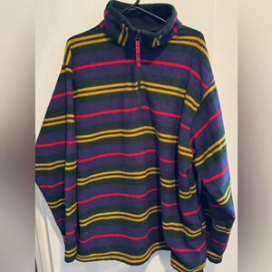 Vintage Christopher Rand fleece pull over striped 1/4 zip cozy warm retro USXL